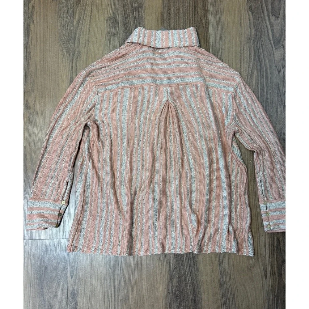Free People $168 Beach Bash Heavy Knit Sweater Striped Metallic Bohemian Coastal